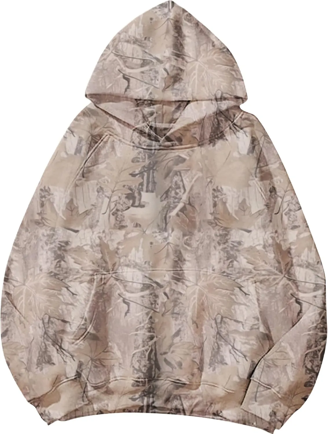 Womens Camo Hoodies Maple Leaf Print Oversized Hooded Sweatshirt Long Sleeve Camouflage Graphic Pullover Sweatshirt