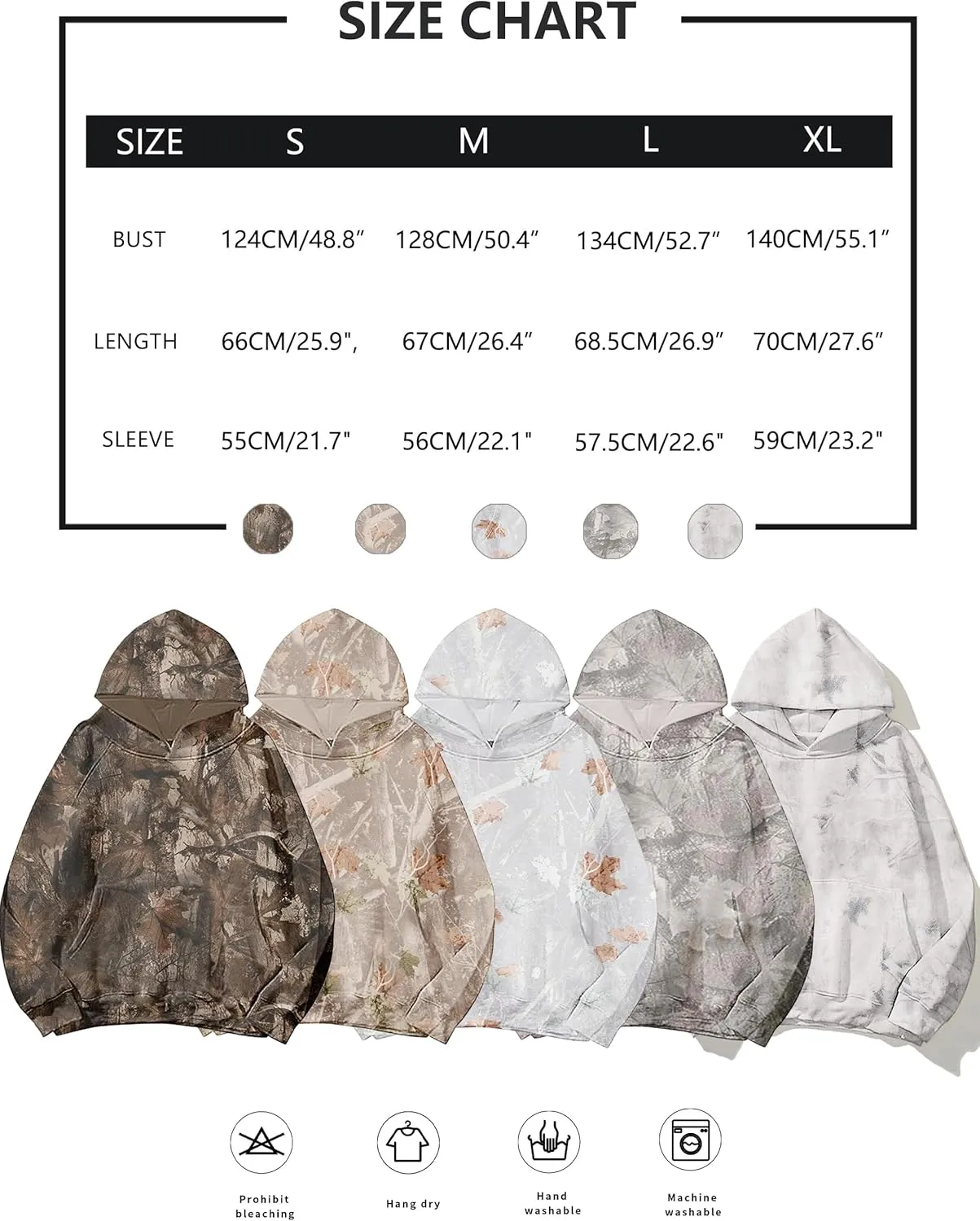 Womens Camo Hoodies Maple Leaf Print Oversized Hooded Sweatshirt Long Sleeve Camouflage Graphic Pullover Sweatshirt