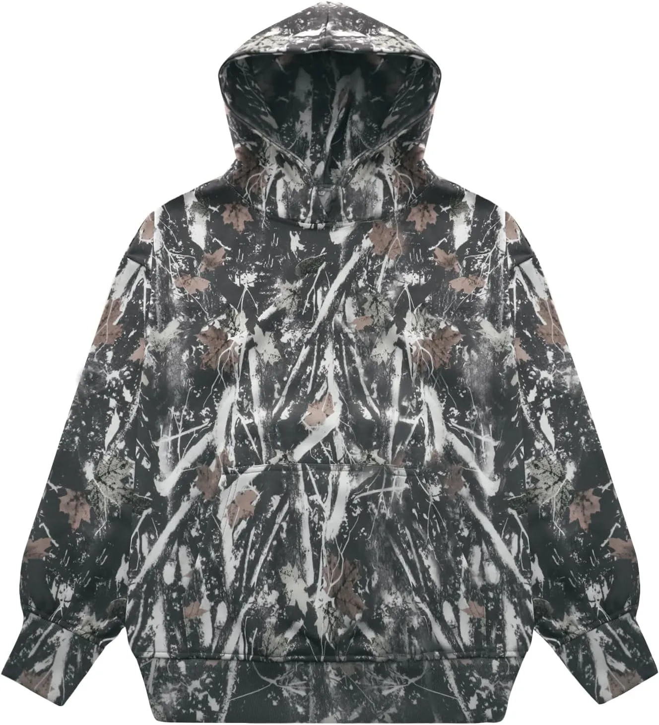 Womens Camo Maple Leaf Hoodie Oversized Lightweight Printed Fleece Hooded Sweatshirt with Pocket Green S