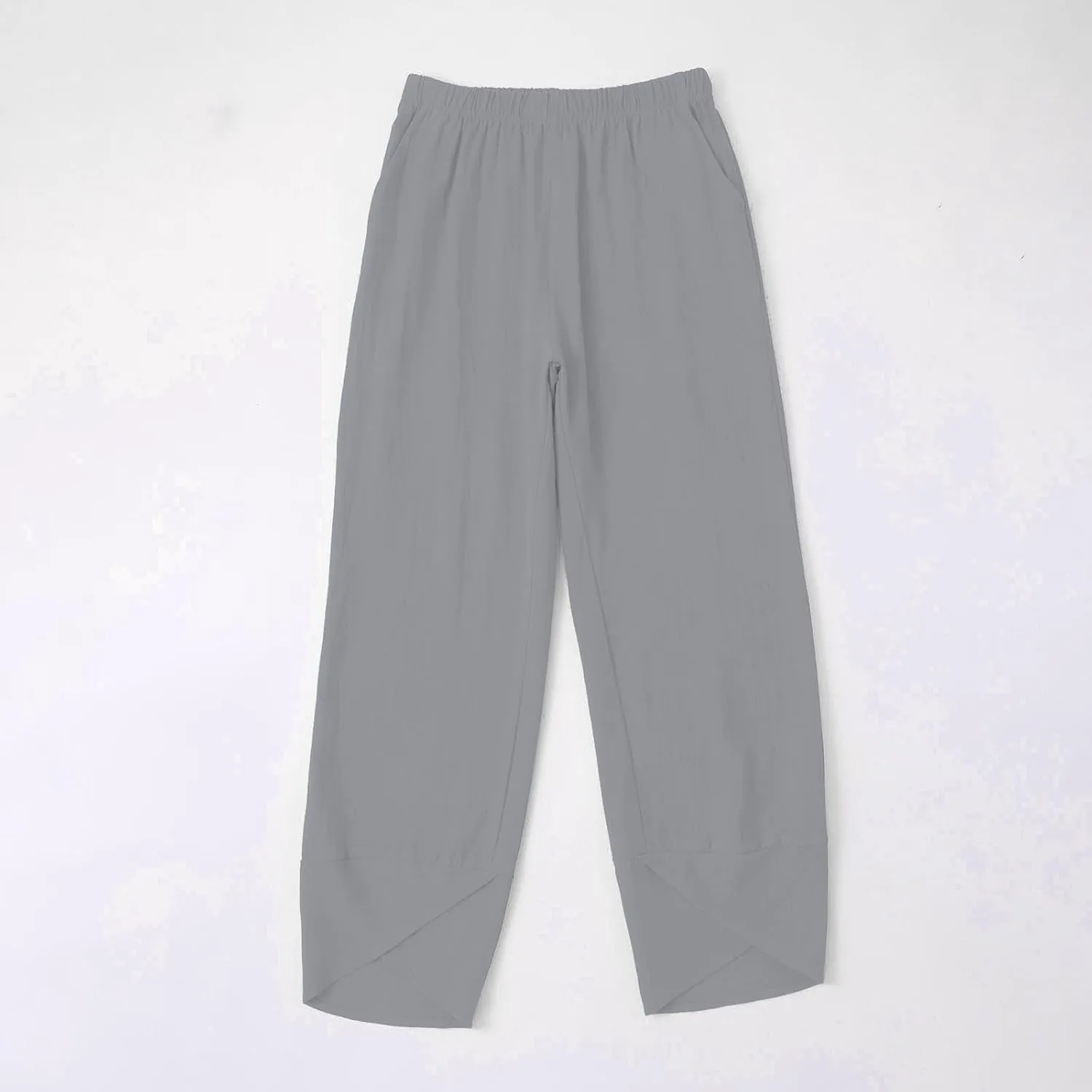Women's Capri Pants Casual Cotton Linen Cropped Lounge Pants Trousers Pockets Elastic Waist Capris Pant for Women