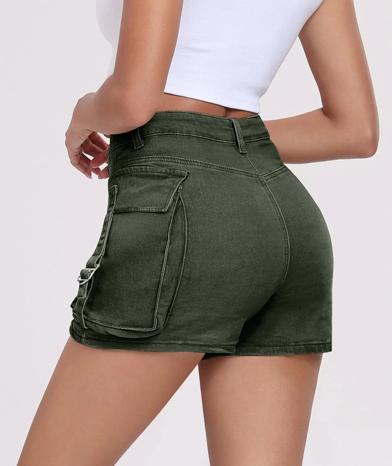 Women's Cargo Skort High Waisted Cargo Shorts Button Bodycon Mini Y2K Denim Cargo Skirt Shorts with Pocket