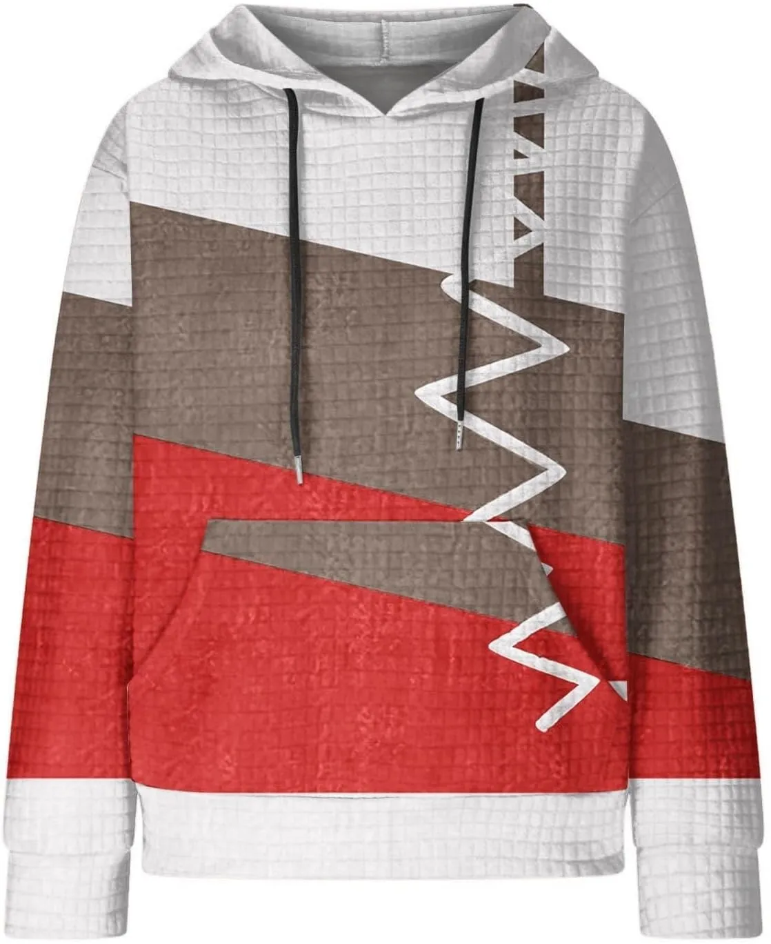 Women's Causal Oversized Cotton Hoodies Long Sleeve Pullover Color Hooded Pactchwork Sweatshirt Autumn & Winter