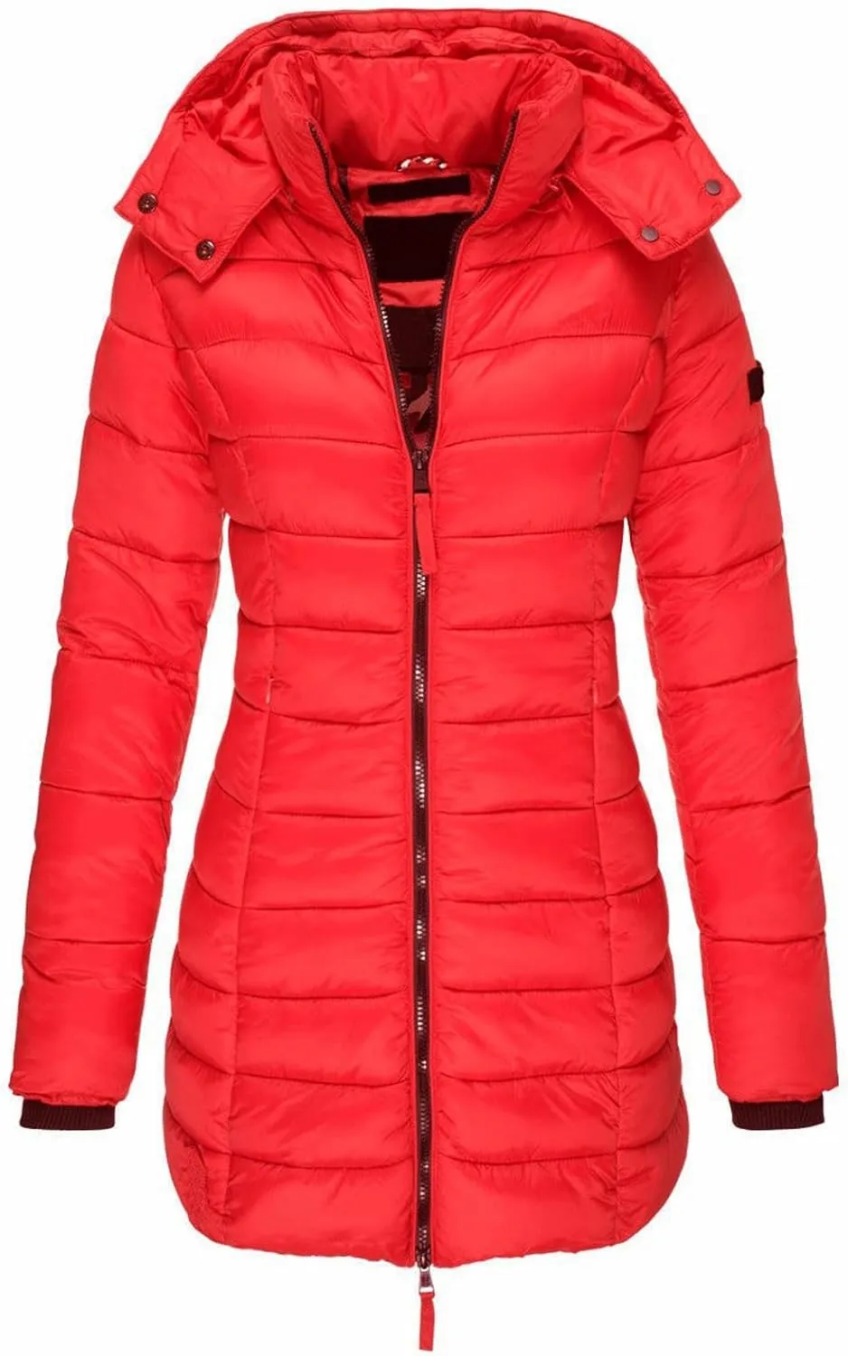 Womens Cotton Jacket Dressy Medium Hooded Casual Long Sleeve Coat Fashion Outwear Warm Autumn Trendy Padded Jacket