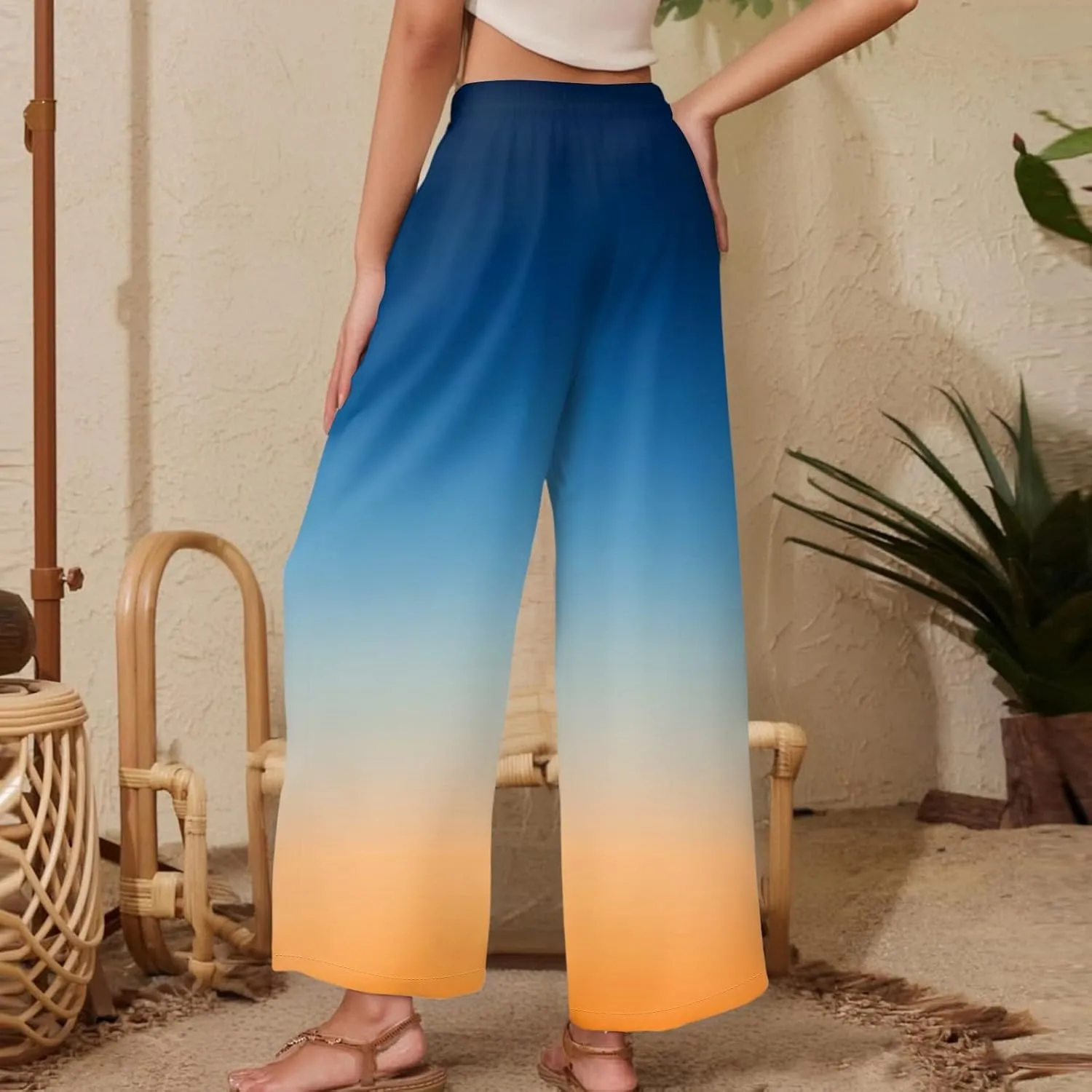 Women's Cotton Linen Summer High Waist Palazzo Pants Flowy Wide Leg Beach Trousers with Pockets 2025