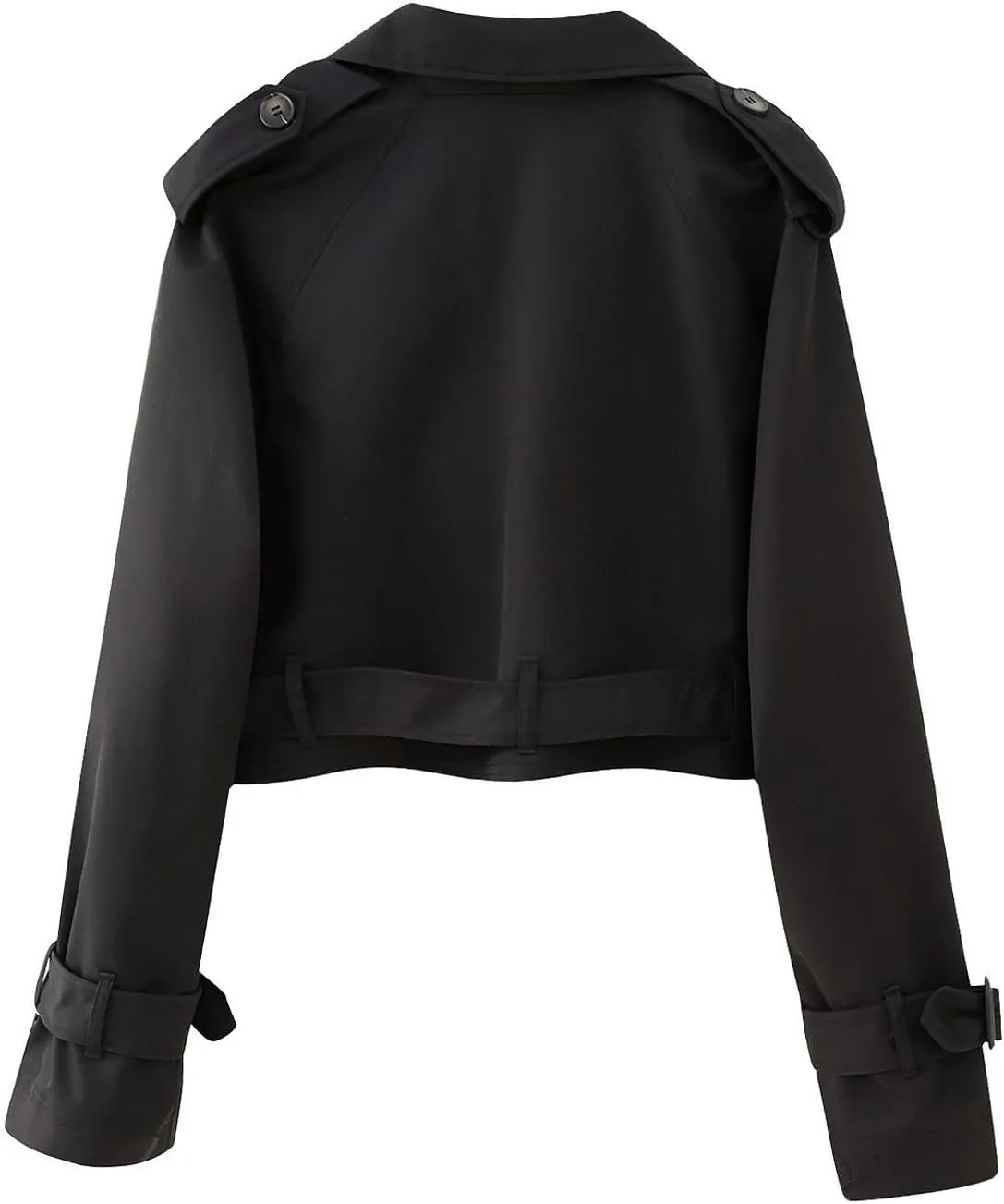 Women's Cropped Trench Coat Utility Short Trench Jacket Long Sleeve Fall Crop Top Coat Double Breasted Outerwear