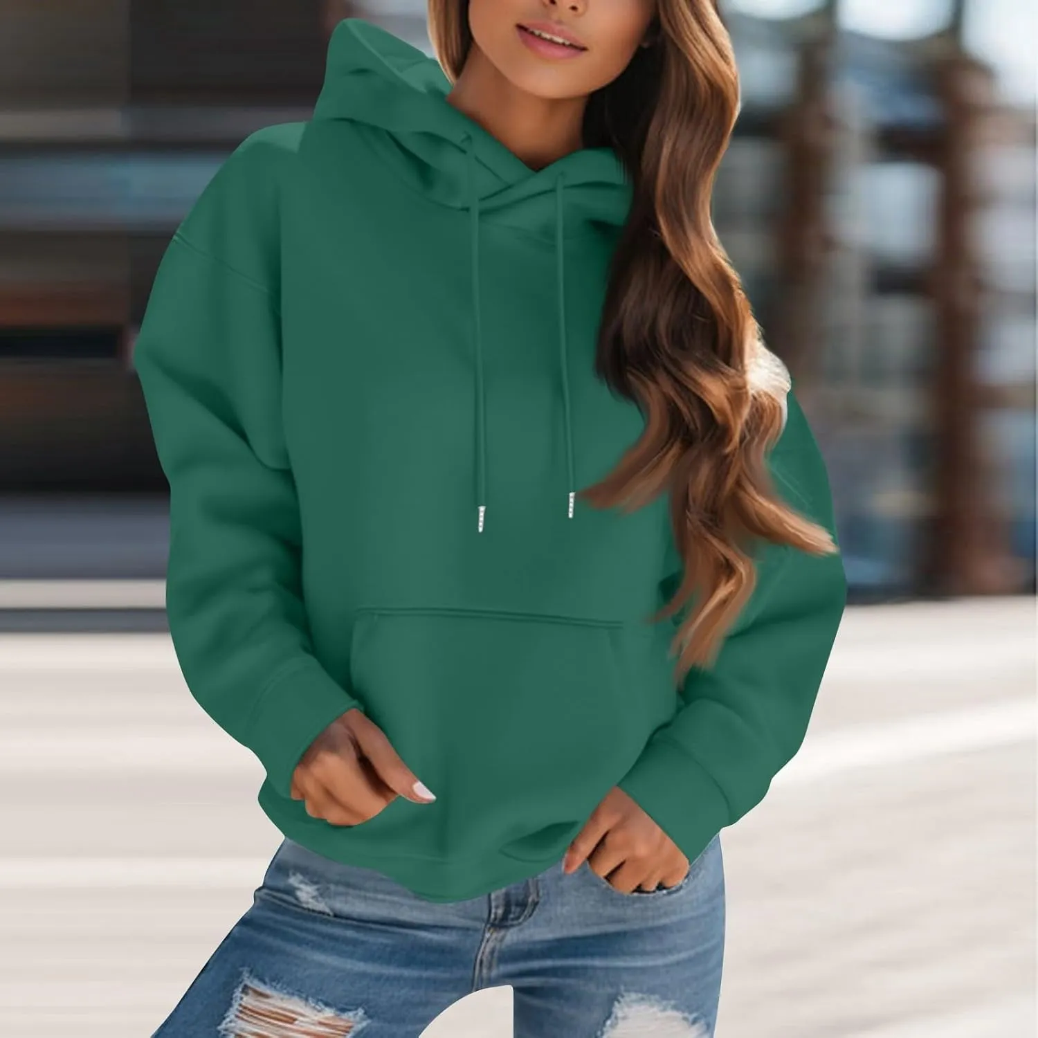 Women's Fleece Oversized Hoodies Y2k Casual Long Sleeve Pullover Sweatshirts Loose Warm comfy Hoodie Winter Clothes