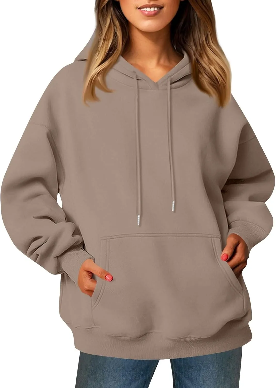 Women's Fleece Oversized Hoodies Y2k Casual Long Sleeve Pullover Sweatshirts Loose Warm comfy Hoodie Winter Clothes
