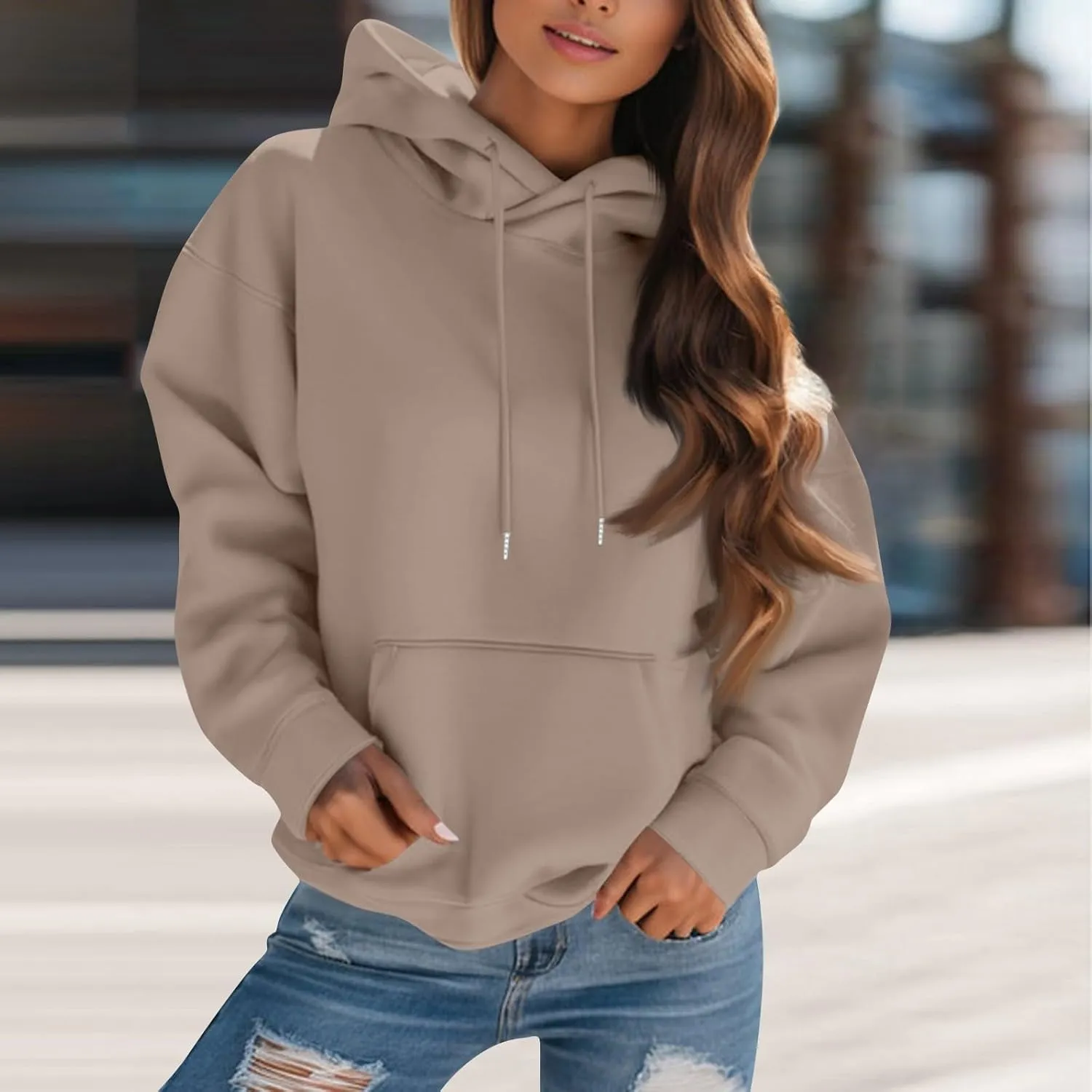 Women's Fleece Oversized Hoodies Y2k Casual Long Sleeve Pullover Sweatshirts Loose Warm comfy Hoodie Winter Clothes