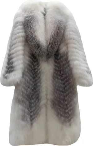Women's Genuine Fox Fur Jacket Winter Coat Long Fuzzy Outerwear Turn-down Collar