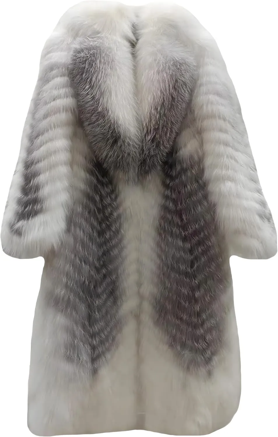 Women's Genuine Fox Fur Jacket Winter Coat Long Fuzzy Outerwear Turn-down Collar
