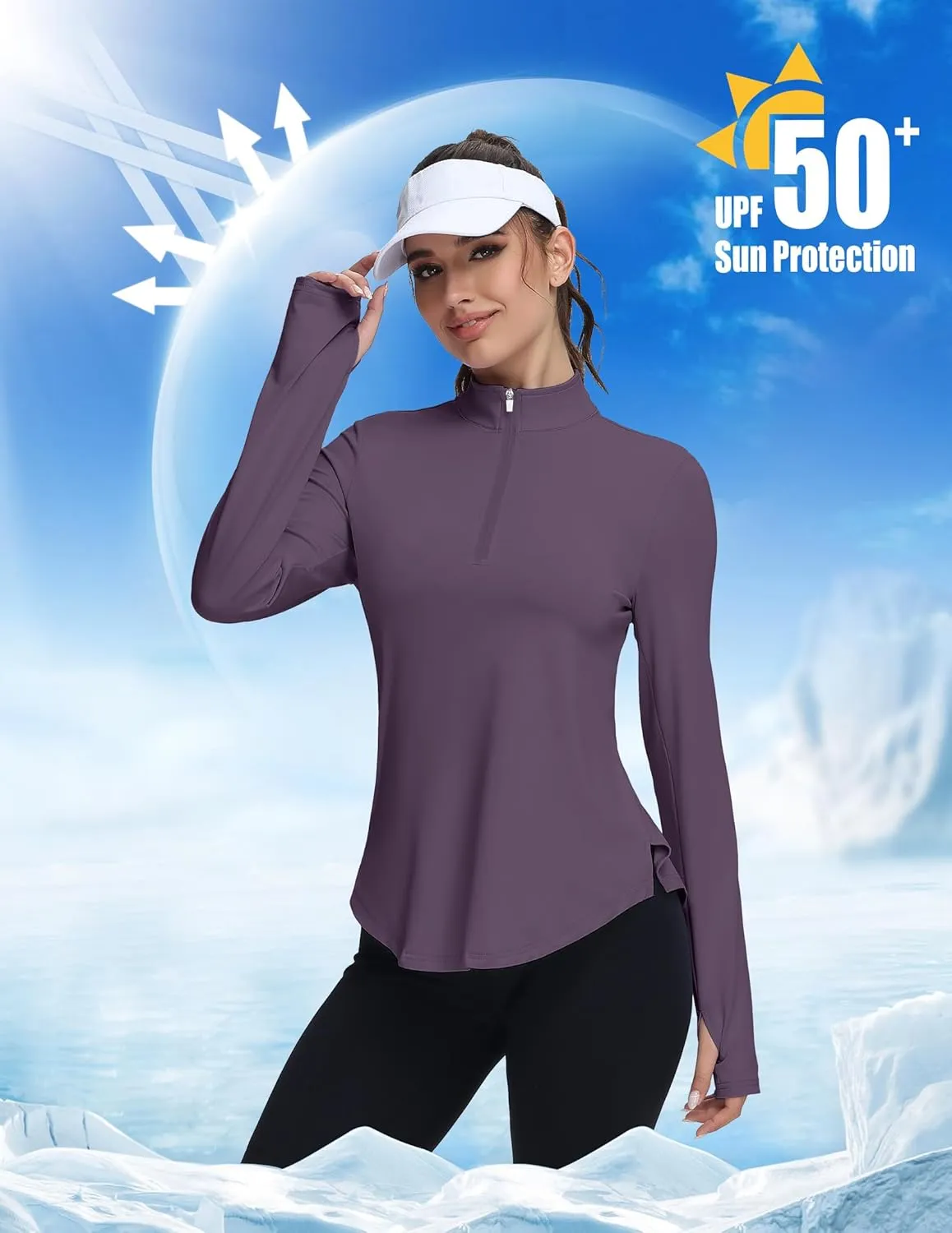 Women's Golf Polo Long Sleeve Workout Tops V Neck UPF 50  Sun Protection Quick Dry Lightweight Active Tennis Shirts