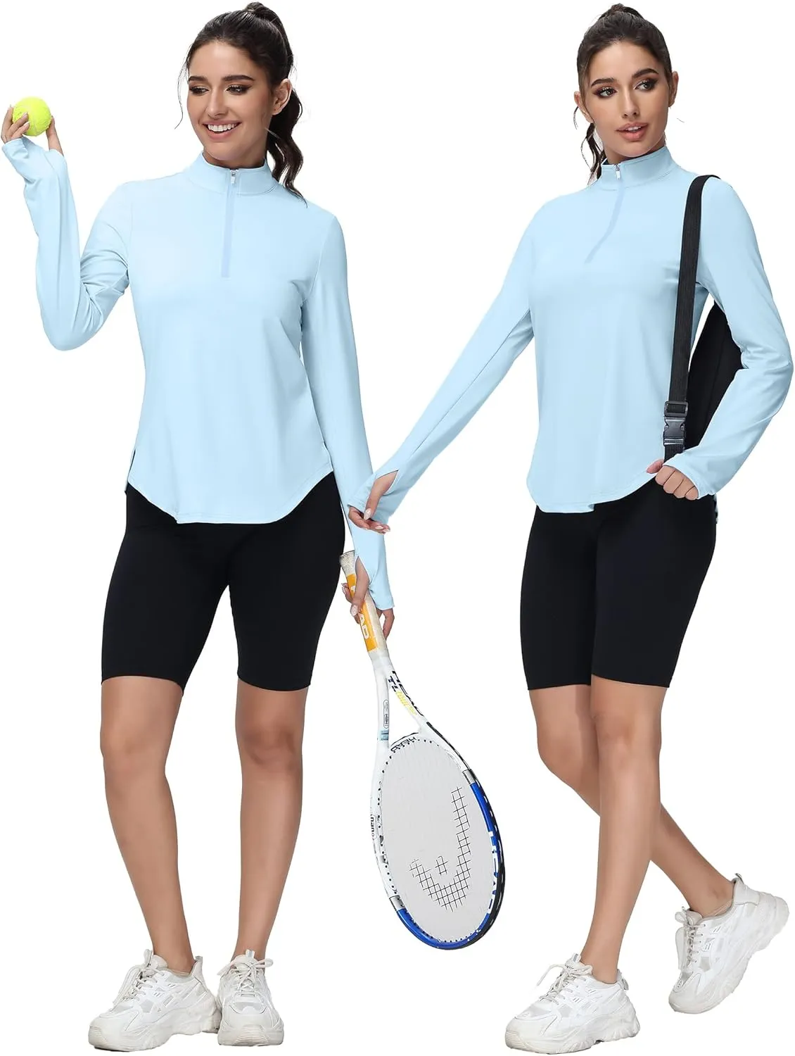 Women's Golf Polo Long Sleeve Workout Tops V Neck UPF 50  Sun Protection Quick Dry Lightweight Active Tennis Shirts