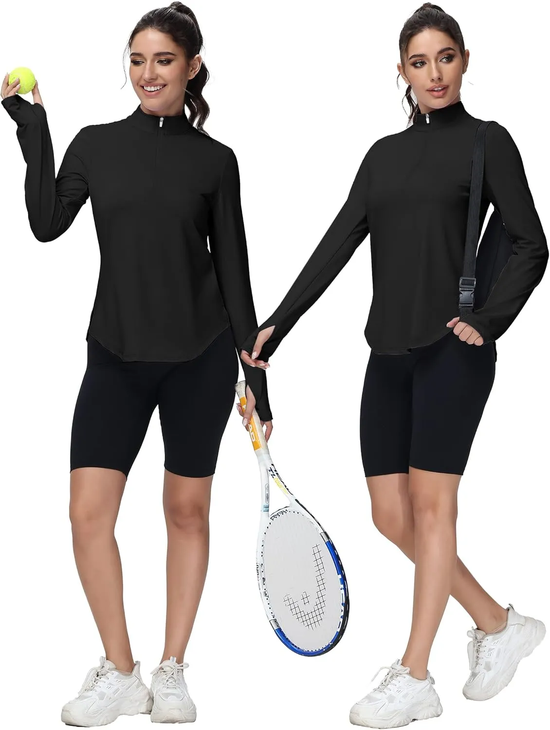 Women's Golf Polo Long Sleeve Workout Tops V Neck UPF 50  Sun Protection Quick Dry Lightweight Active Tennis Shirts
