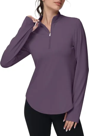 Women's Golf Polo Long Sleeve Workout Tops V Neck UPF 50  Sun Protection Quick Dry Lightweight Active Tennis Shirts