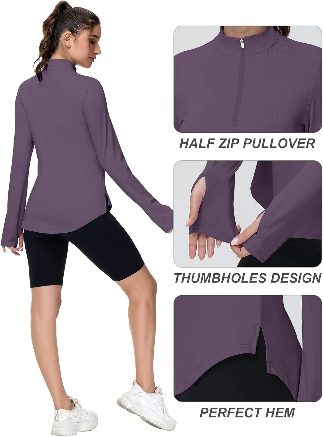 Women's Golf Polo Long Sleeve Workout Tops V Neck UPF 50  Sun Protection Quick Dry Lightweight Active Tennis Shirts