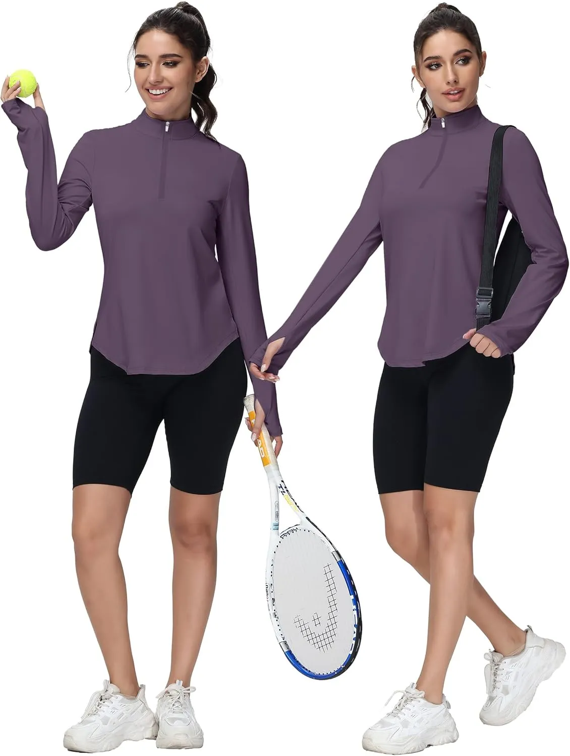Women's Golf Polo Long Sleeve Workout Tops V Neck UPF 50  Sun Protection Quick Dry Lightweight Active Tennis Shirts