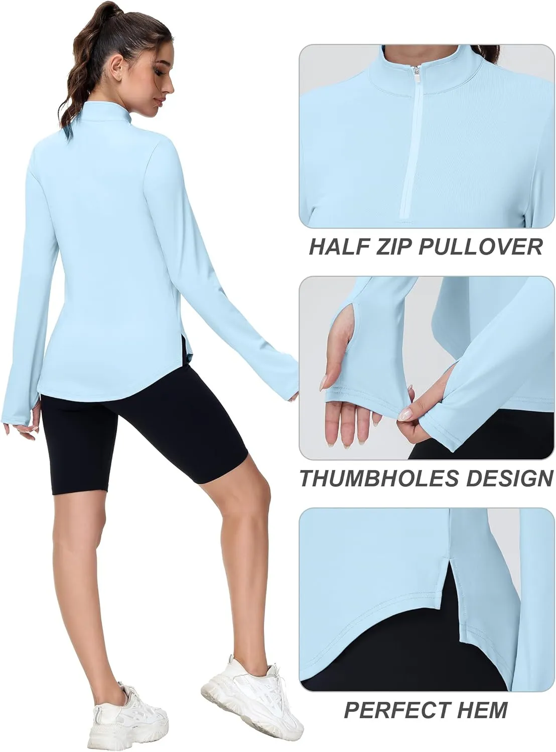 Women's Golf Polo Long Sleeve Workout Tops V Neck UPF 50  Sun Protection Quick Dry Lightweight Active Tennis Shirts
