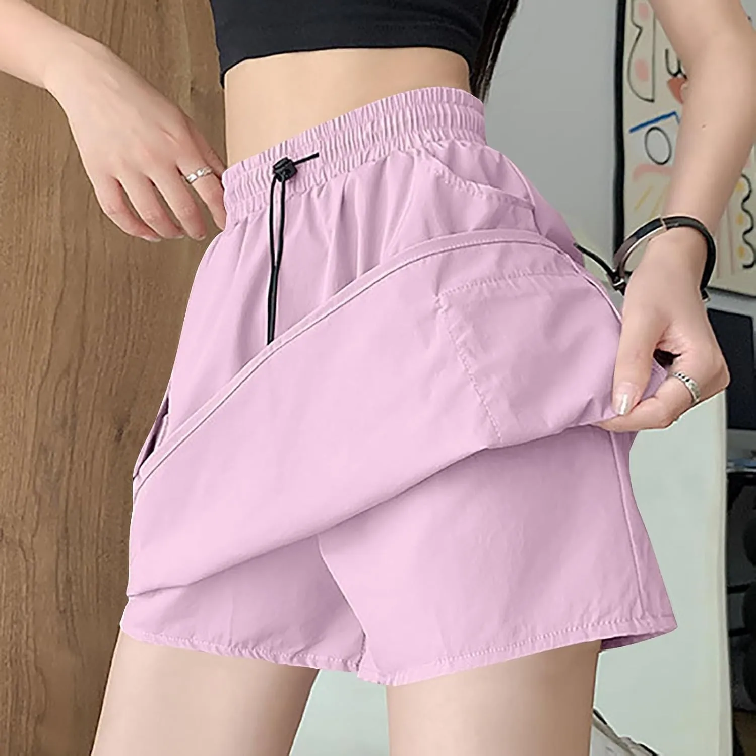 Women's Hiking Cargo Skort Skirt High Waisted Dressy Casual Workout Sport Skirt with Pockets Quick Dry Gym Shorts