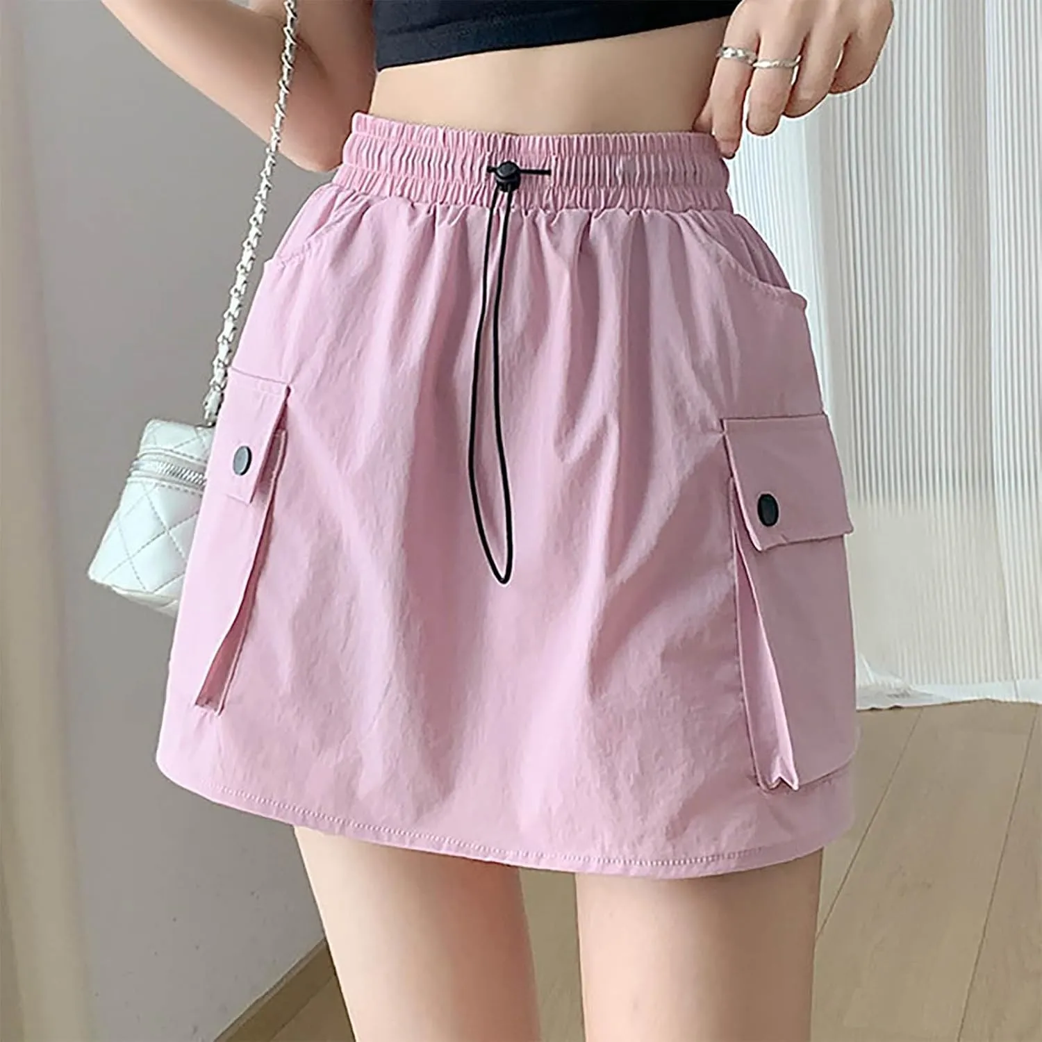 Women's Hiking Cargo Skort Skirt High Waisted Dressy Casual Workout Sport Skirt with Pockets Quick Dry Gym Shorts