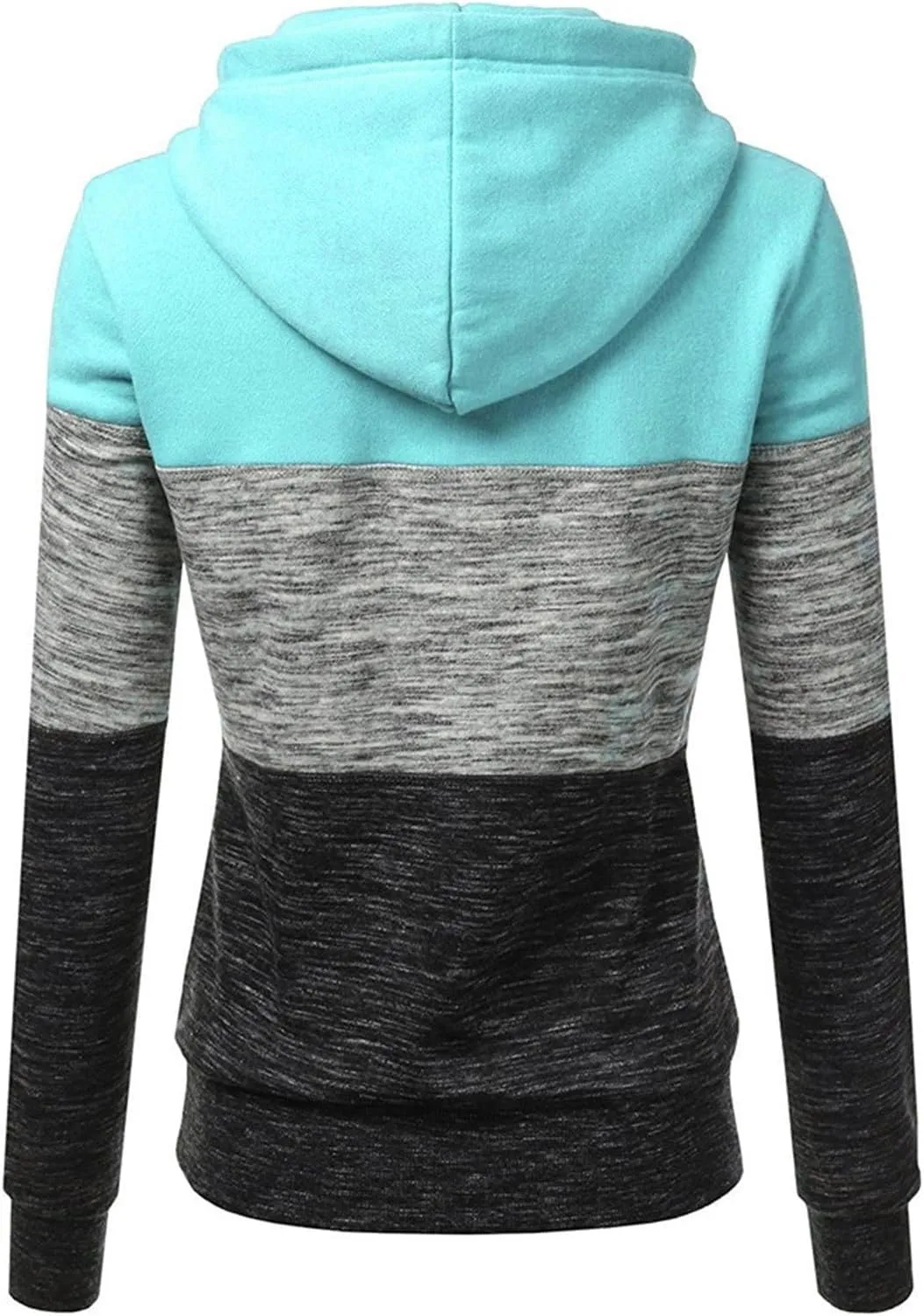 Womens Hooded Sweatshirt Long Sleeve Casual Fall Fashion Color Block Hoodies Drawstring Pullover Tops Hoodie