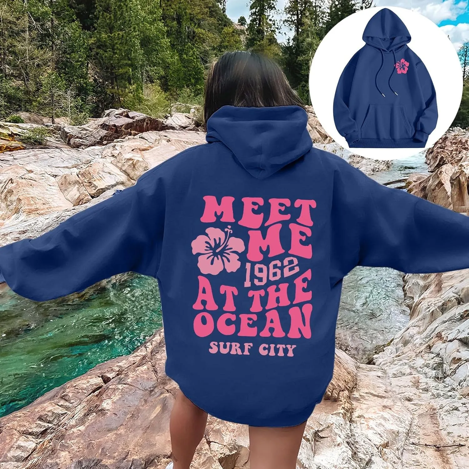 Womens Letter Print Graphic Hoodies Y2K 2025 Oversized Cute Preppy Long Sleeve Drawstring Sweatshirt with Pocket
