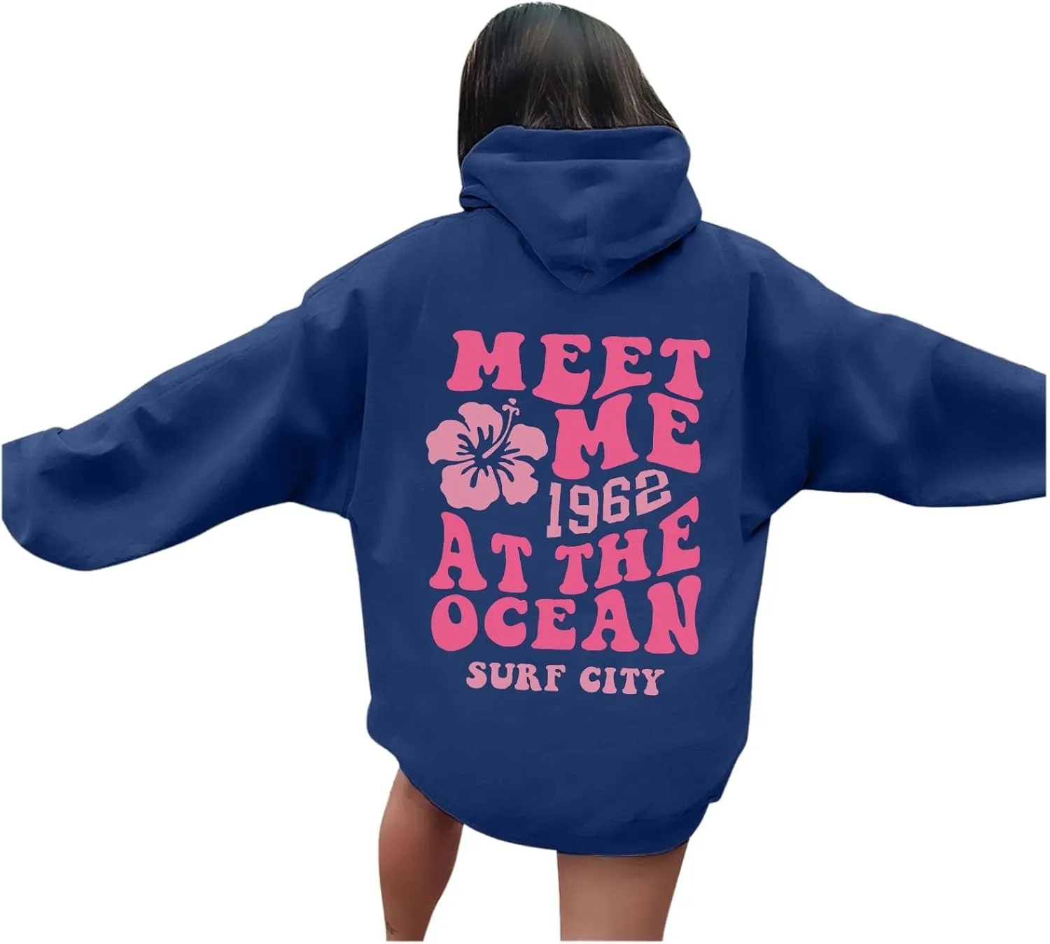 Womens Letter Print Graphic Hoodies Y2K 2025 Oversized Cute Preppy Long Sleeve Drawstring Sweatshirt with Pocket