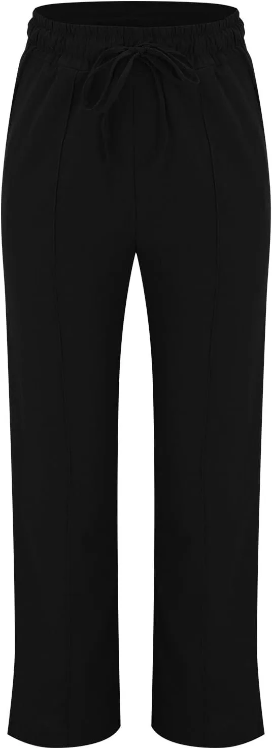 Women's Linen Pants Women's Relax Fit Linen Pants - Lightweight Summer Casual Trousers with Elastic Waist