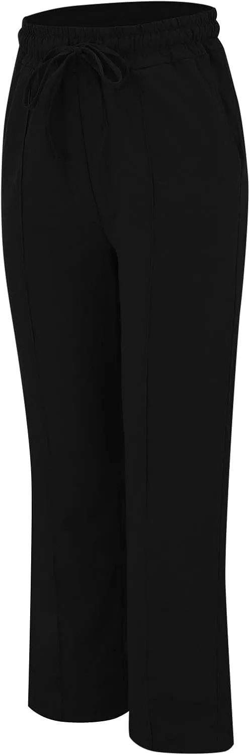 Women's Linen Pants Women's Relax Fit Linen Pants - Lightweight Summer Casual Trousers with Elastic Waist