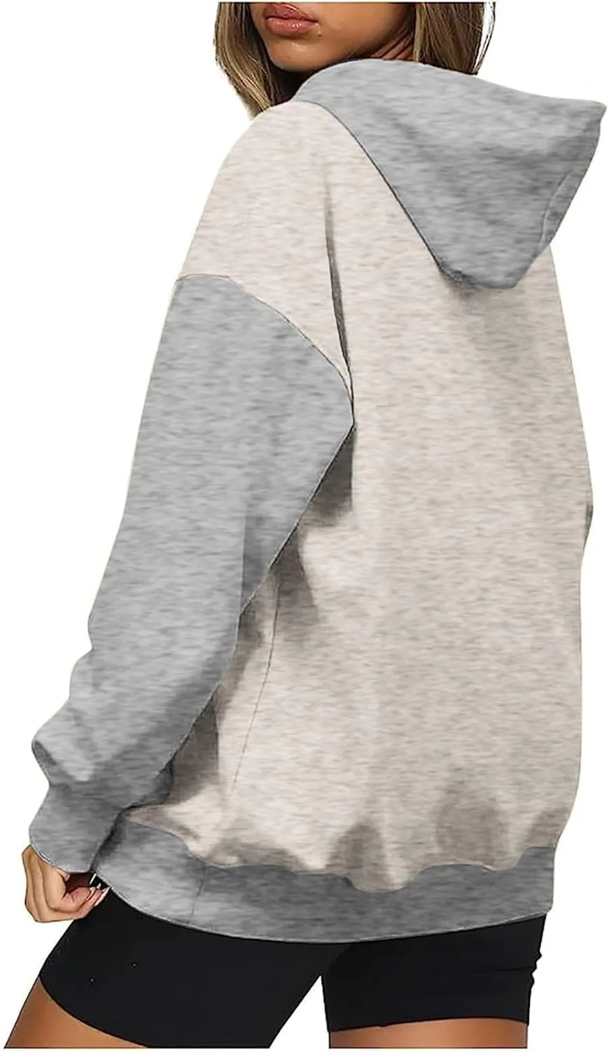 Women's Oversized Hoodies Fall Fashion Long Sleeve Hooded Sweatshirt Trendy Color Block Patchwork Y2k Pullover Tops