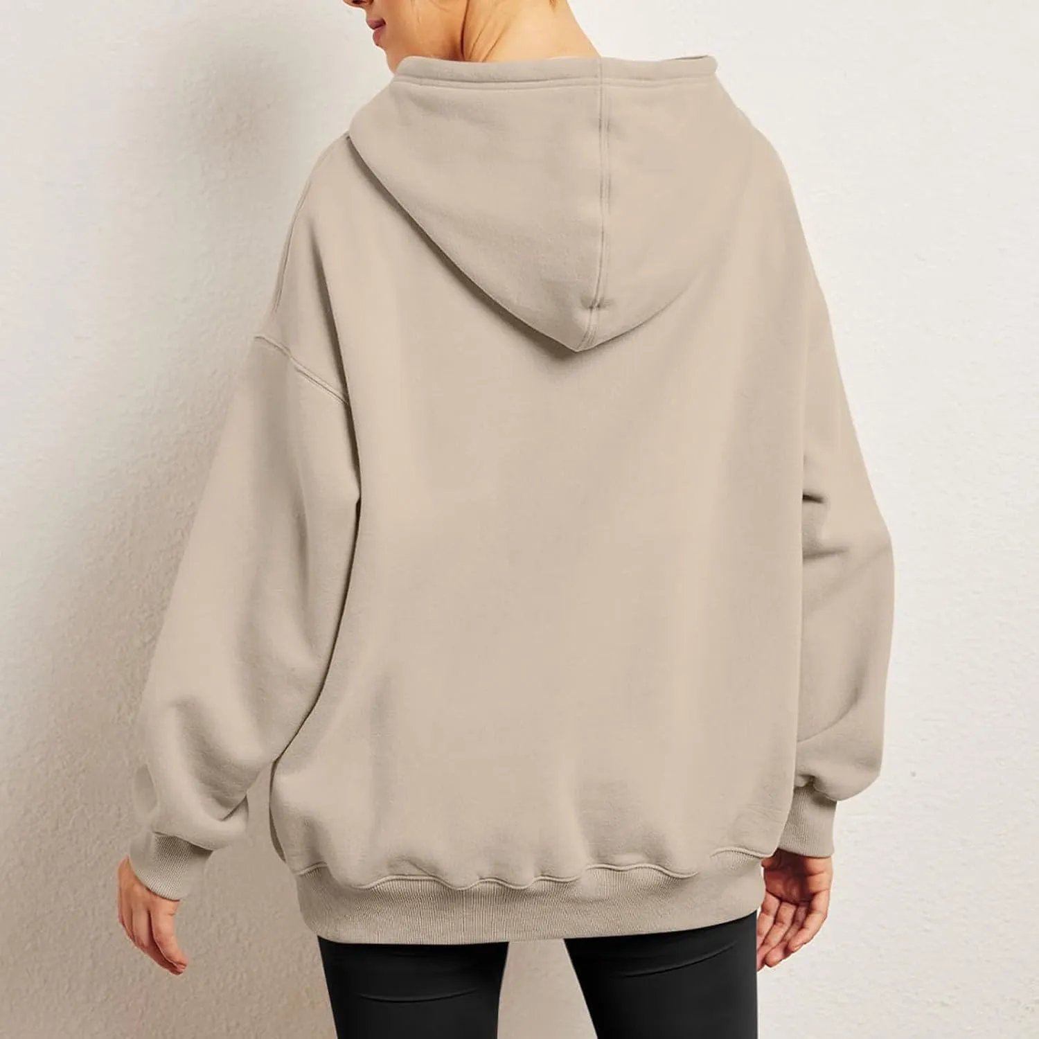Womens Oversized Sweatshirt Hoodie Drop Shoulder Baggy Hooded Pullover Lightweight Long Sleeve Fall Clothes w/Pockets