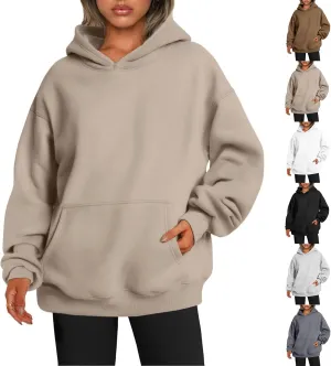 Womens Oversized Sweatshirt Hoodie Drop Shoulder Baggy Hooded Pullover Lightweight Long Sleeve Fall Clothes w/Pockets