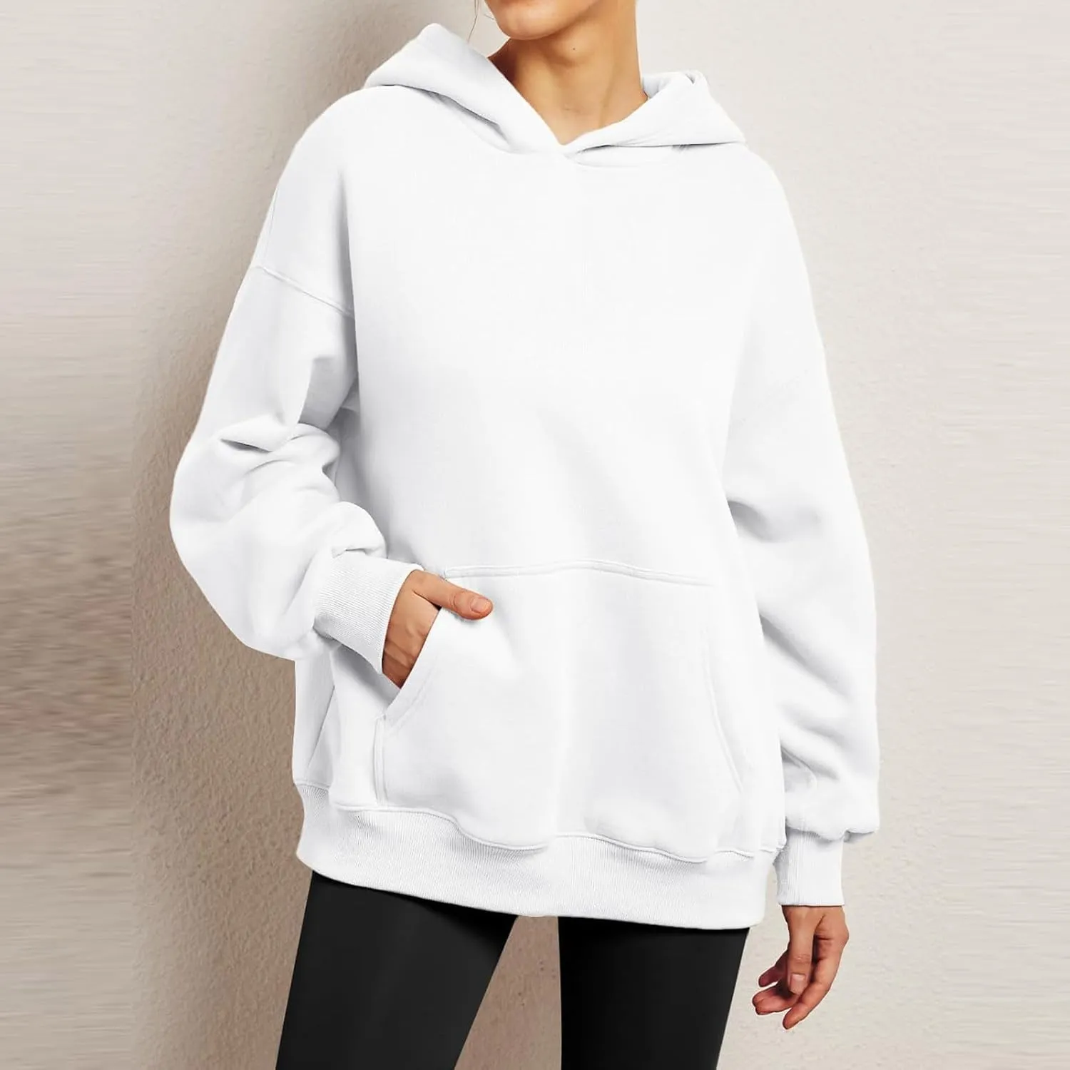 Womens Oversized Sweatshirt Hoodie Drop Shoulder Baggy Hooded Pullover Lightweight Long Sleeve Fall Clothes w/Pockets