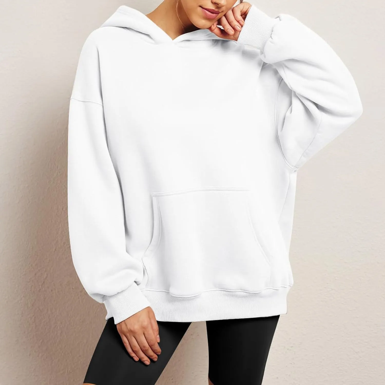 Womens Oversized Sweatshirt Hoodie Drop Shoulder Baggy Hooded Pullover Lightweight Long Sleeve Fall Clothes w/Pockets