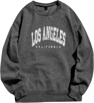 Women's Oversized Sweatshirt Los Angeles California Graphic Crewneck Long Sleeve Casual Loose Pullover Tops