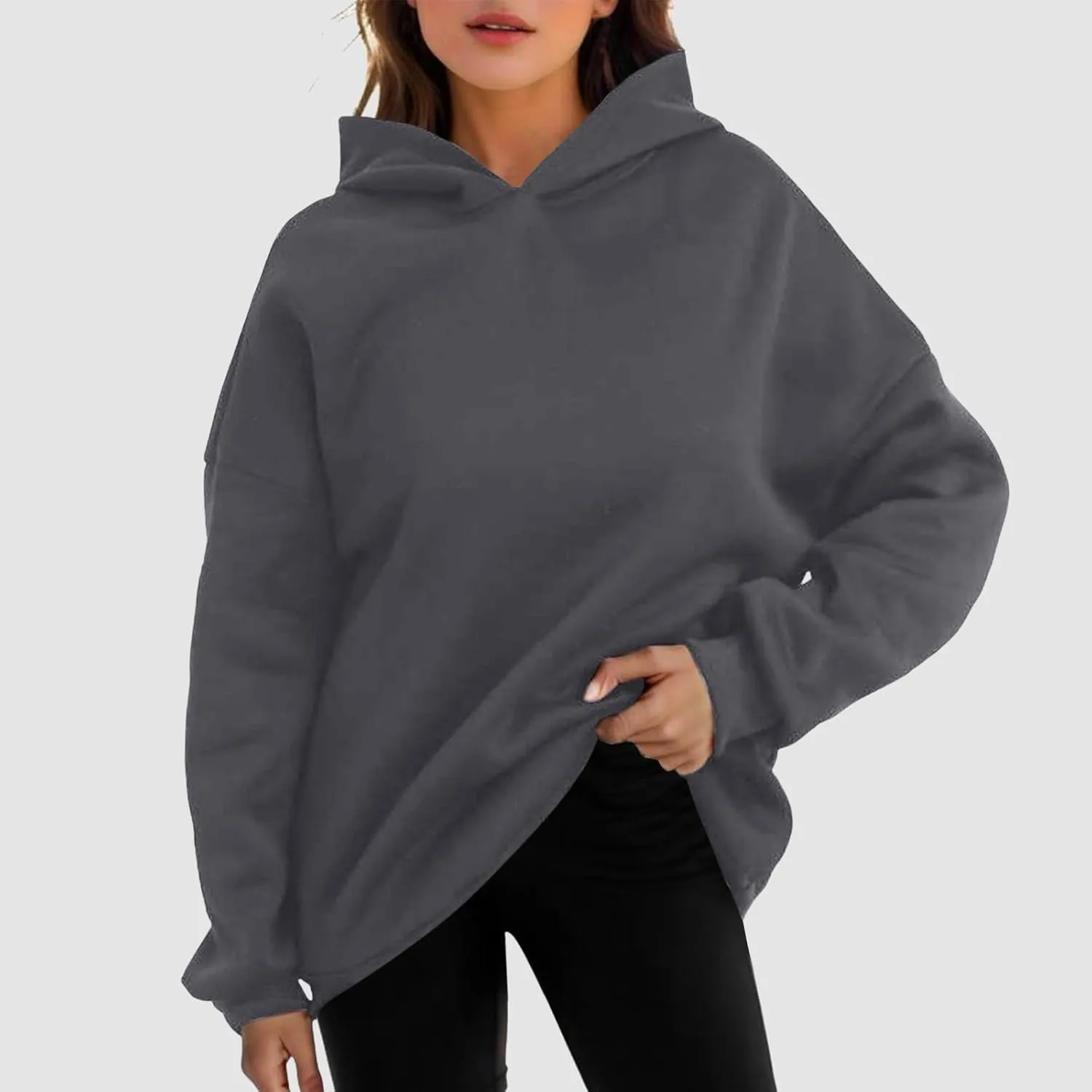 Womens Oversized Sweatshirts Pullover Hoodies Artificial Short Velvet Oversized Hoodies Fleece Hooded Knitted