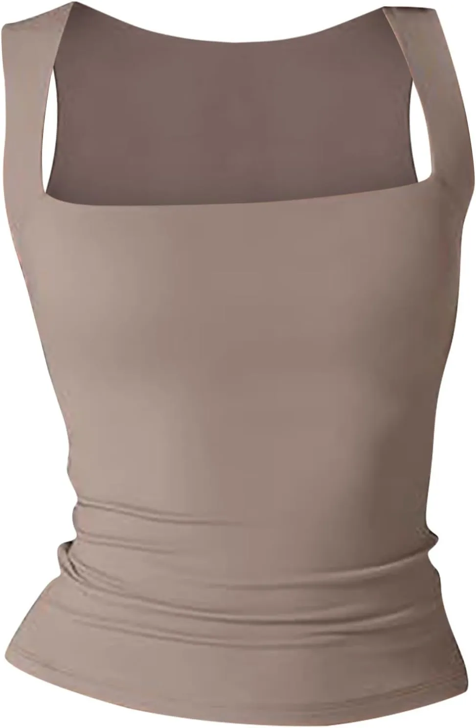 Women's Sleeveless Square Neck T-Shirt Camisole Summer Casual Slim Basic Sleeveless T-Shirt Fashion Cute Outing Tops