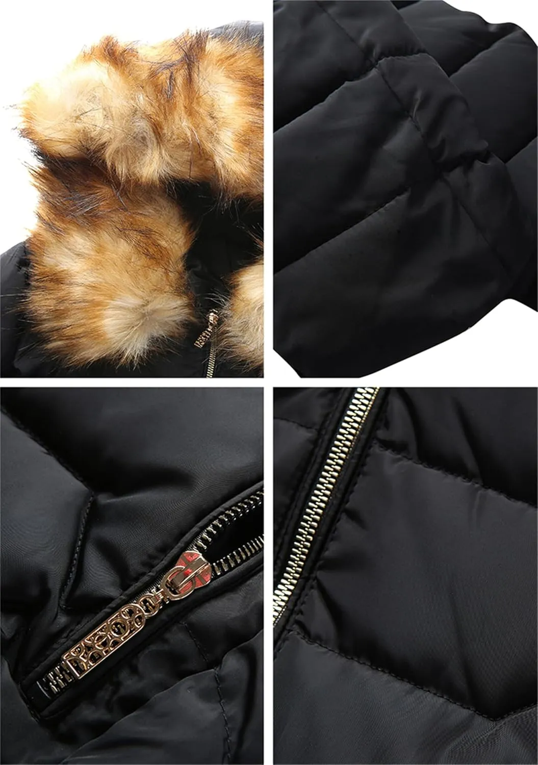 Women's Slim Fit Thermal Jacket Hooded Quilted Coat Winter Long Sleeve Full Zip Puffer Jacket