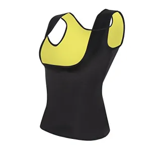 Womens Slimming Sweat Vest Hot Neoprene Body Shapers Tummy Fat Burner Sweat Tank Top for Weight Loss No Zip, Black, Medium