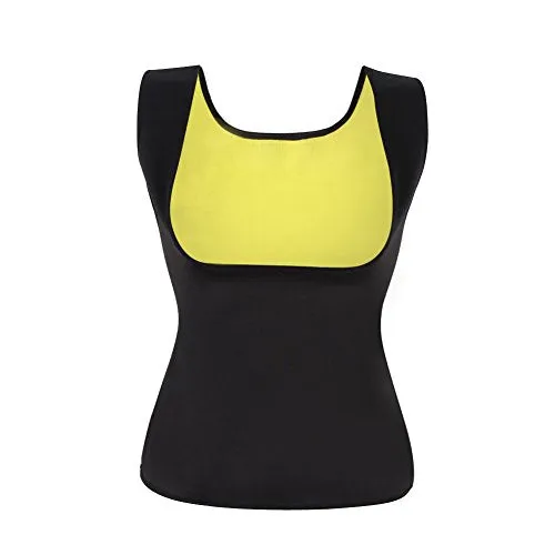 Womens Slimming Sweat Vest Hot Neoprene Body Shapers Tummy Fat Burner Sweat Tank Top for Weight Loss No Zip, Black, Medium