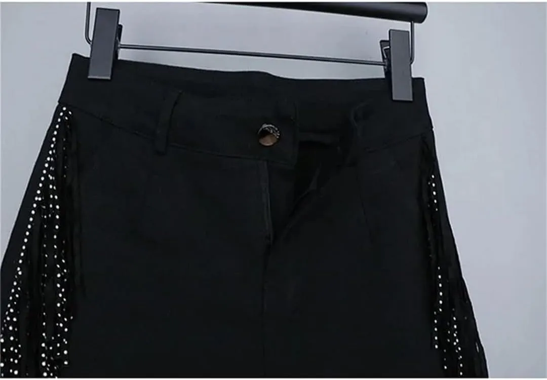 Women's Spring Summer Tassel Shorts Sexy High-Waisted Dance Boots Hot Pants Wide Leg Shorts