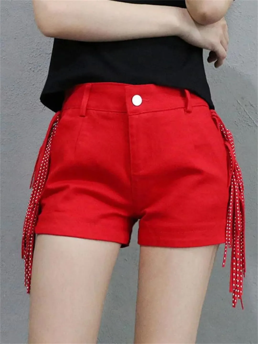 Women's Spring Summer Tassel Shorts Sexy High-Waisted Dance Boots Hot Pants Wide Leg Shorts