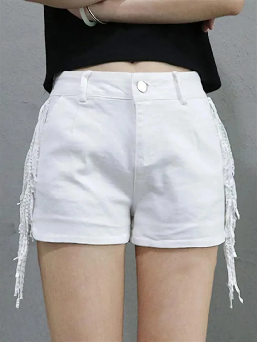 Women's Spring Summer Tassel Shorts Sexy High-Waisted Dance Boots Hot Pants Wide Leg Shorts