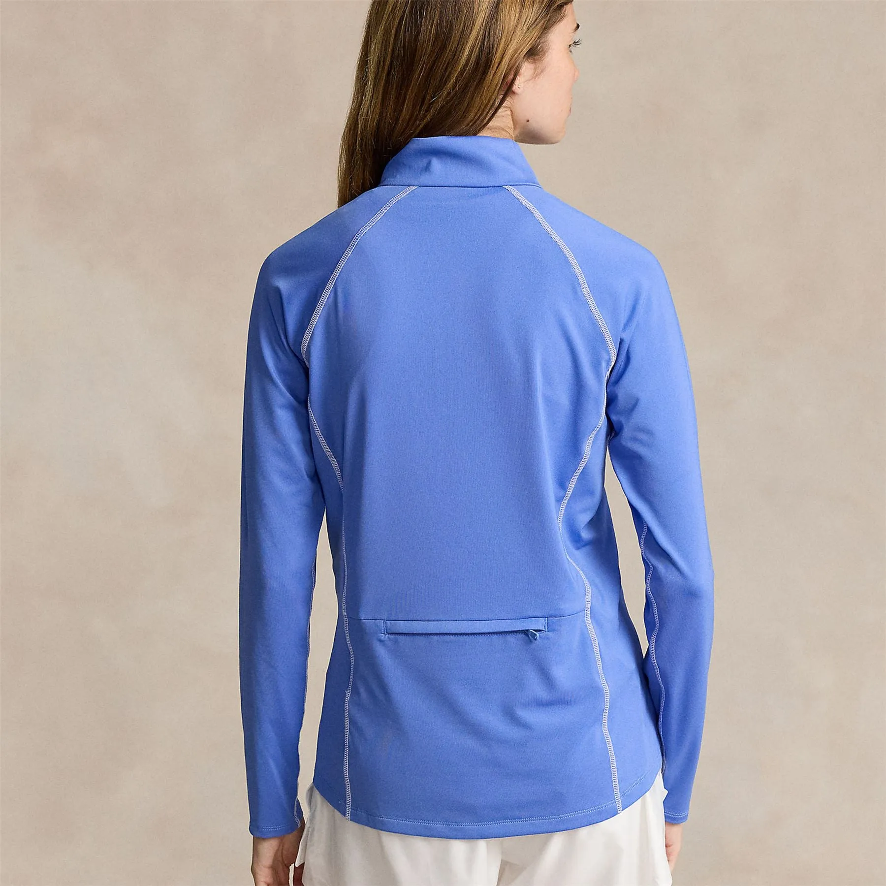 Womens Stretch Jersey Quarter Zip Pullover Summer Blue/Ceramic White - SS24