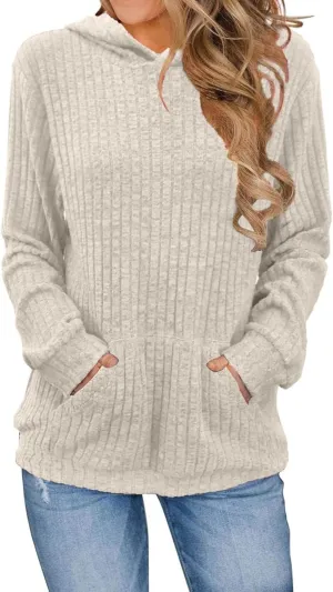 Womens Sweatshirt 2024 Oversized Hoodies Long Sleeve Shirts Kangaroo Pocket Fashion Knit Hoodies Fall Pullover Sweatshirts