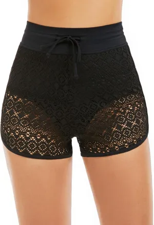 Women's Swim Shorts High Waisted Bathing Suit Lace Bottoms Swimsuit Bottoms Swimwear Bikini Board Shorts