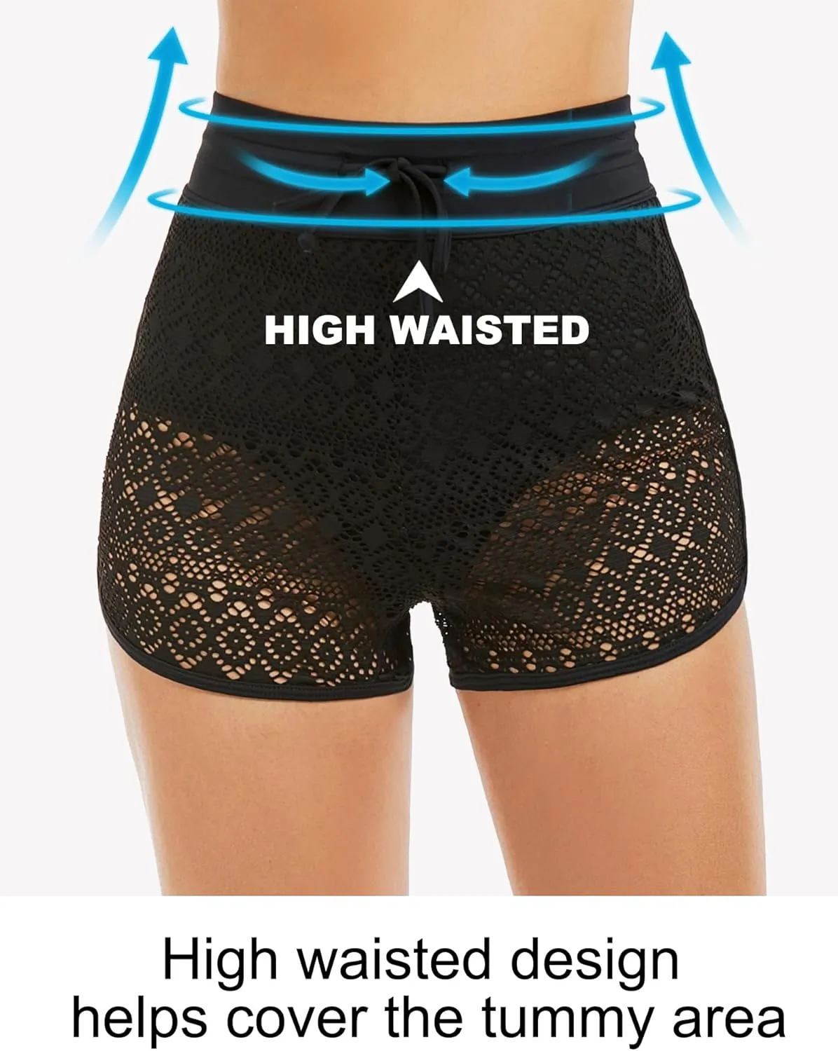 Women's Swim Shorts High Waisted Bathing Suit Lace Bottoms Swimsuit Bottoms Swimwear Bikini Board Shorts