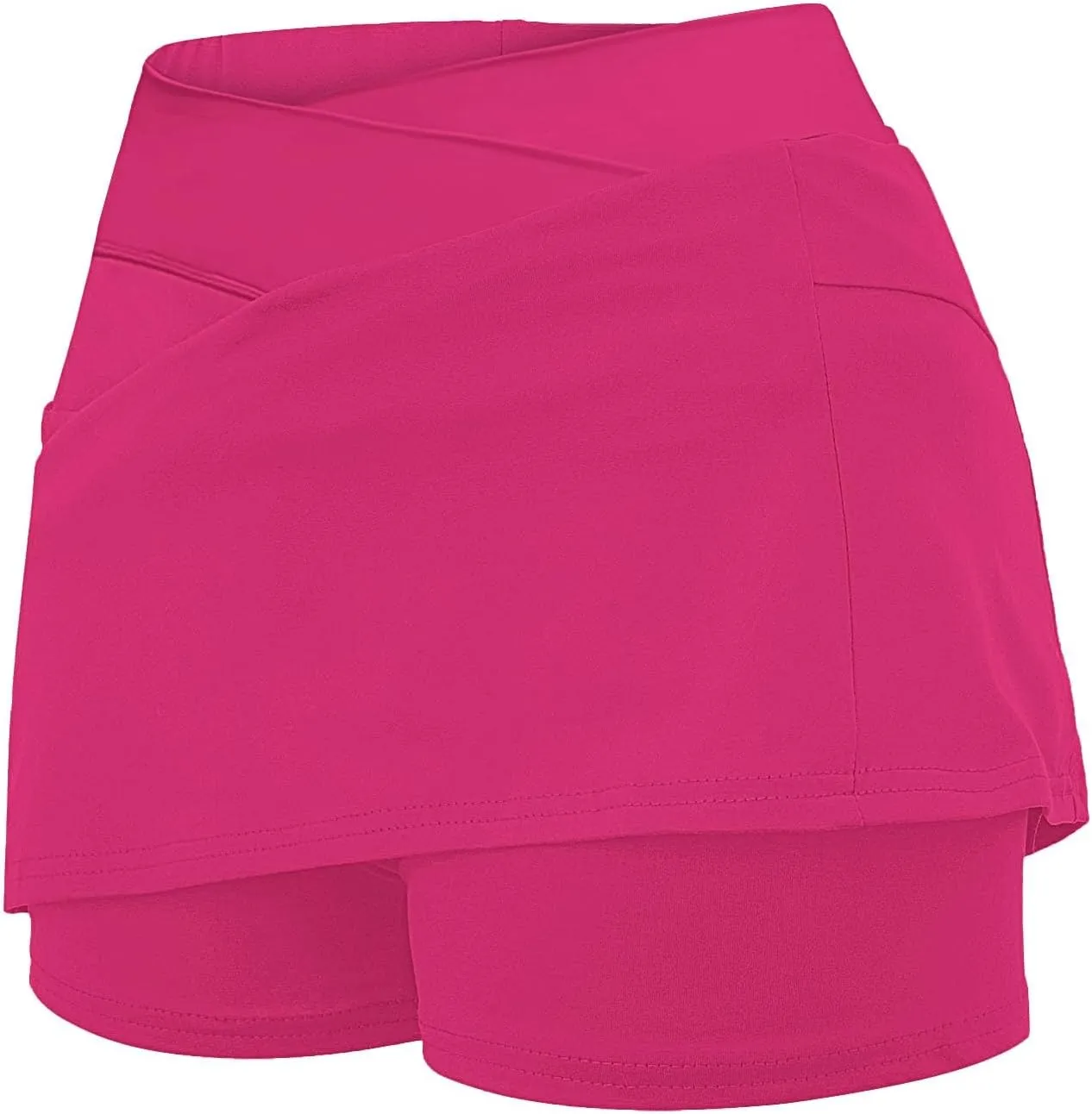 Womens Tennis Skirt with Pockets Shorts Crossover High Waisted Athletic Skorts Running Workout Golf Skirts 2 in 1