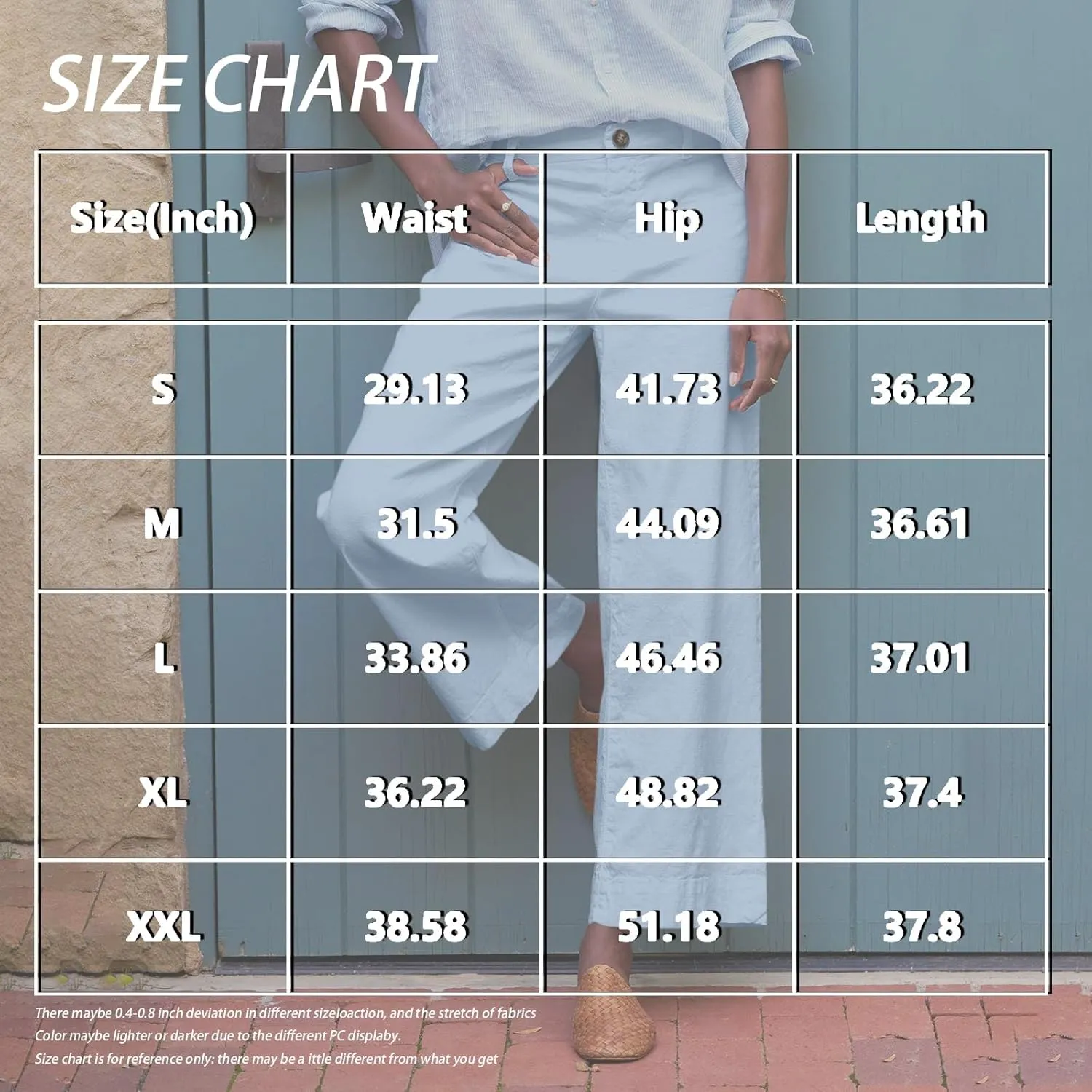 Womens Wide Leg Linen Pants Elastic High Waisted Cropped Pants Summer Business Casual Work Trousers with Pockets