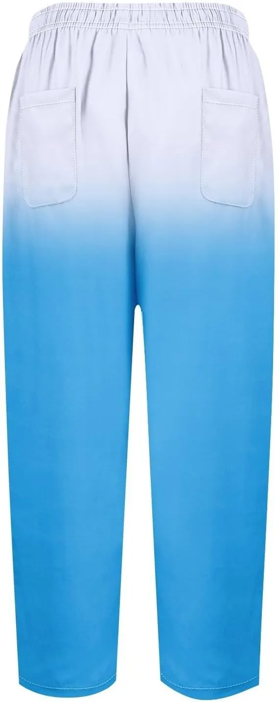 Women's Wide Leg Pants with Pockets Wide Leg Plus Size Capri Pants Lightweight Capri Trousers S 5XL Summer Vacation