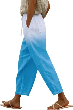 Women's Wide Leg Pants with Pockets Wide Leg Plus Size Capri Pants Lightweight Capri Trousers S 5XL Summer Vacation